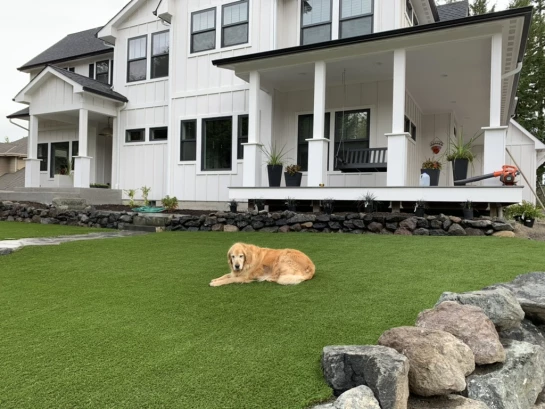 Professional synthetic turf installation in North Tacoma residential front yard