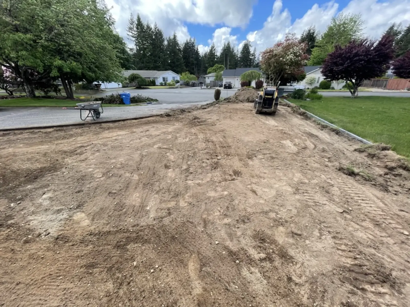 Excavation work before artificial grass base is installed