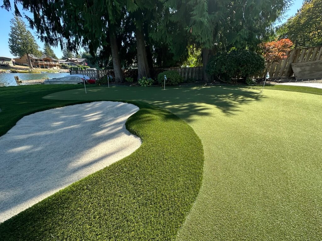 Backyard putting green installation
