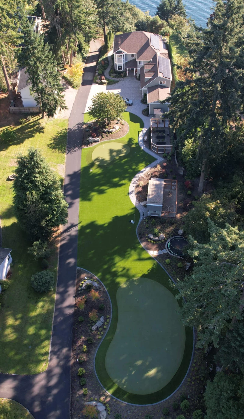 Gig Harbor Synthetic Turf Putting Green Aerial Picture