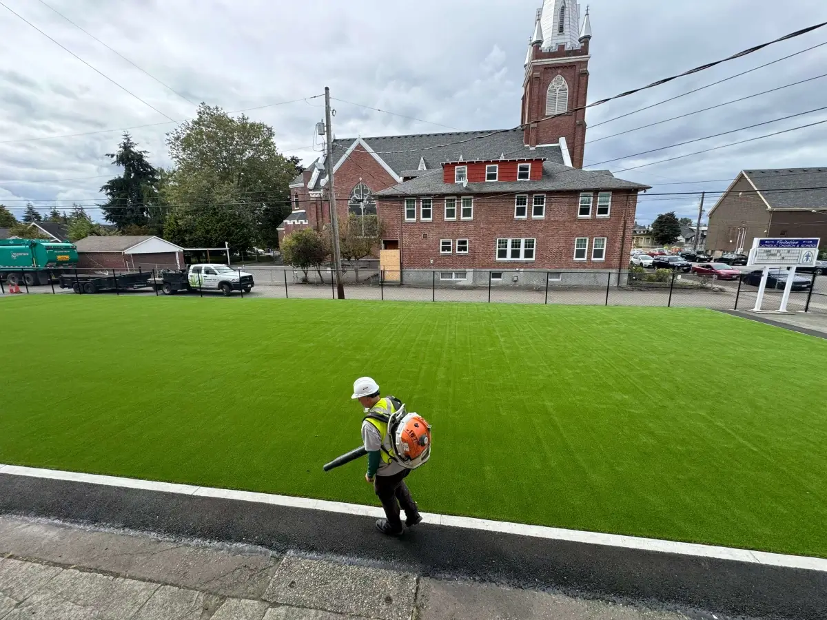 Cleaning Debris & Reviving Turf Fibers